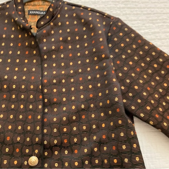 Khangura Women’s Long Sleeve Jacket One Button Front Abstract Design Large - Picture 6 of 8